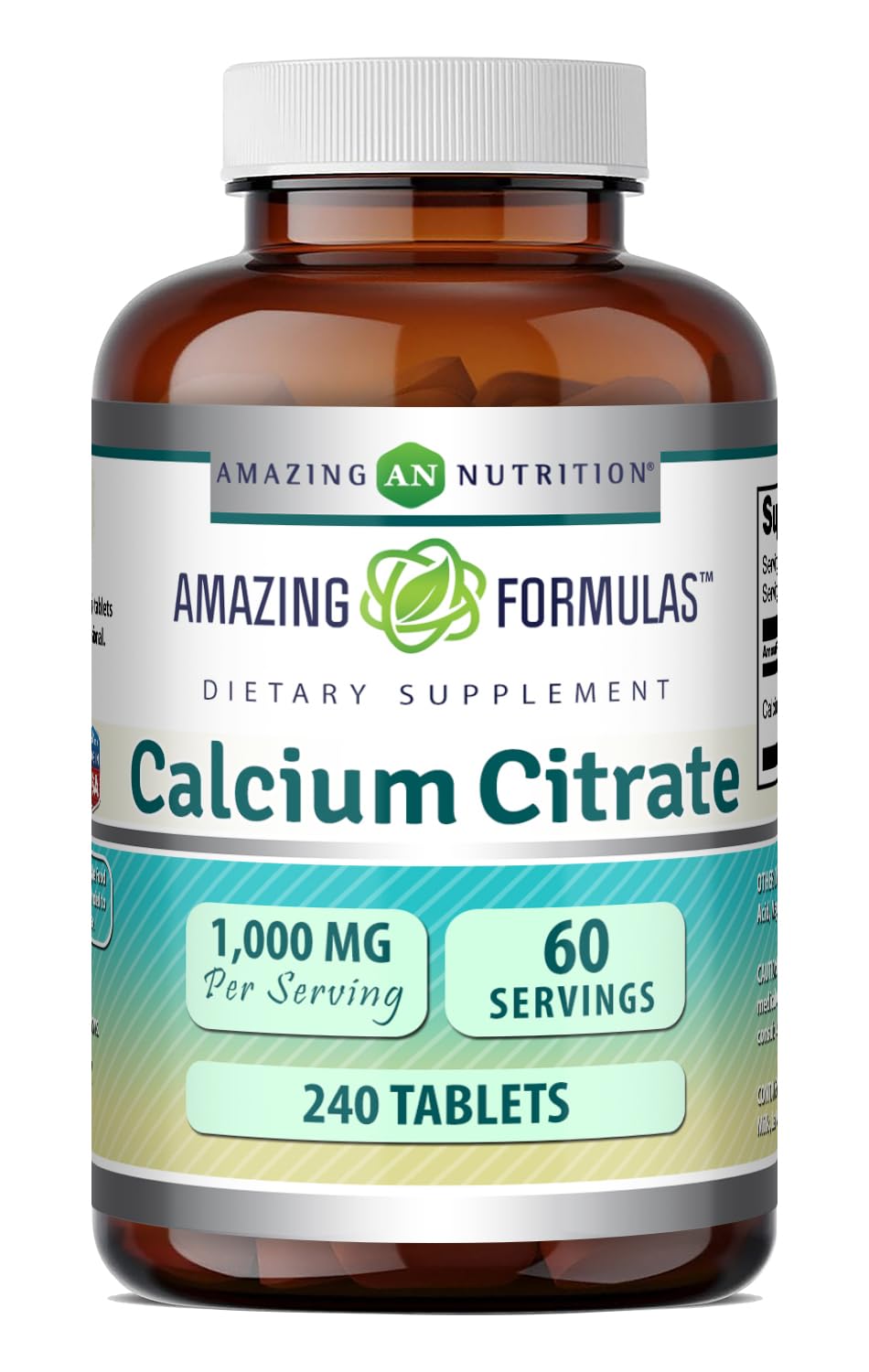 Amazing Nutrition Calcium Citrate 1000 mg Tablets, 240 Tablets