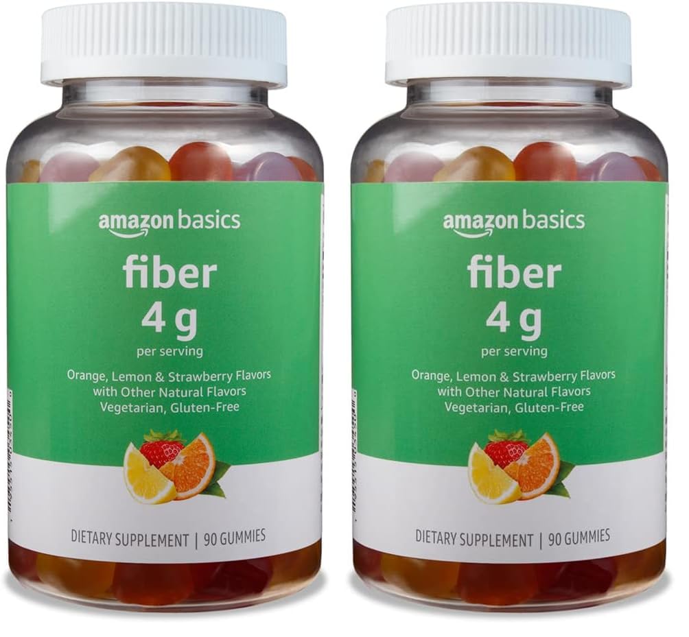 Amazon Basics Soft Fiber Gummies for Digestive Health and Regularity, Gummies, 180 Count