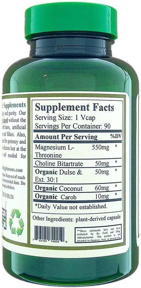 Green Organic Supplements Magnesium L-Threonine Capsules 180