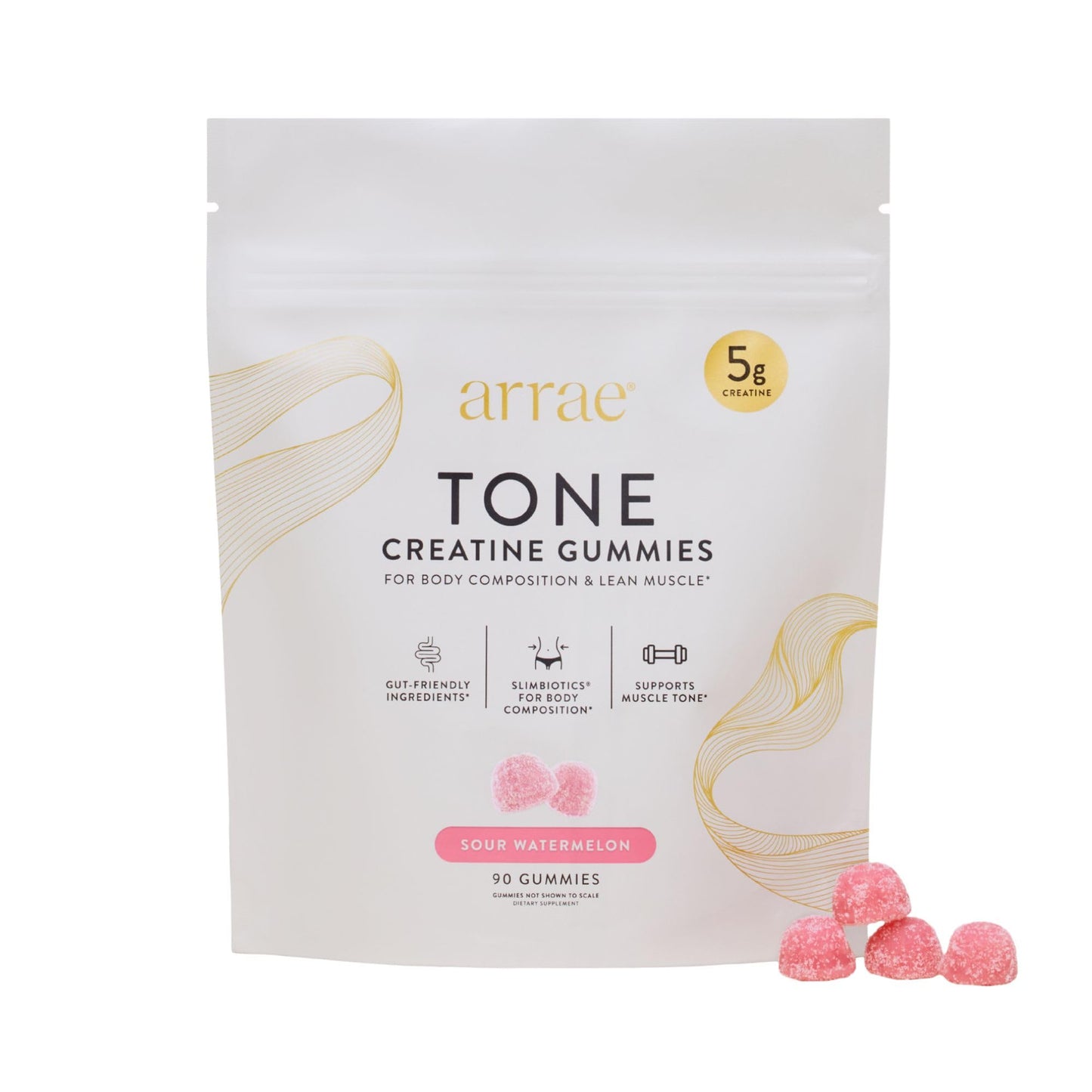 Arrae Tone Gummies Creatine Monohydrate 5g for Women, 90 Gummies