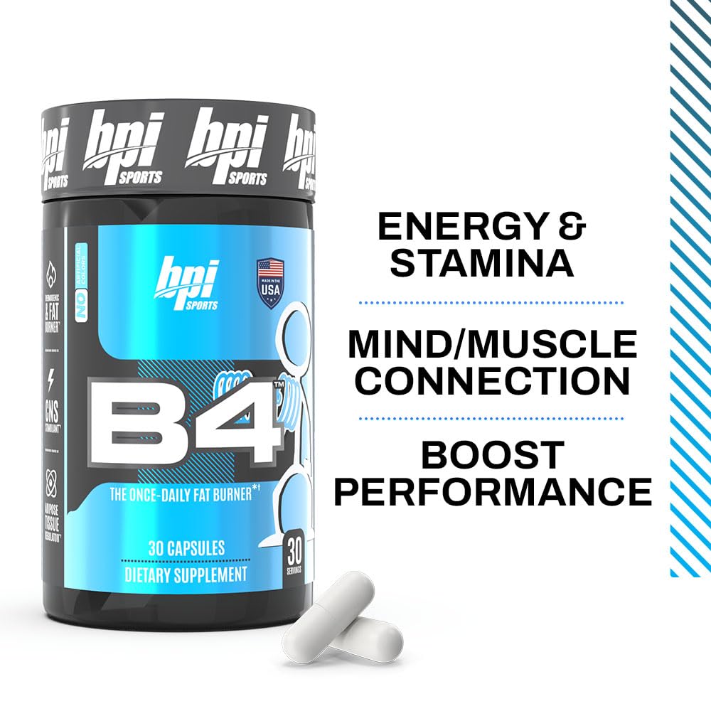 BPI Sports Nite Burn Nighttime Fat Burner & B4 Extra-Strength Fat Burner Capsules Bundle, 60 Servings