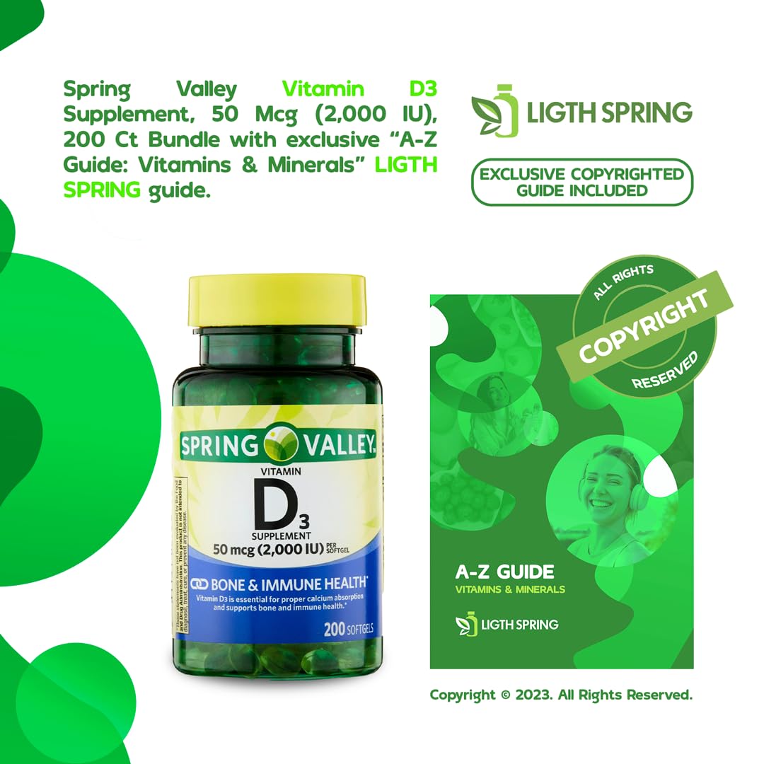 LightSpring Vitamin D3 1000 IU Softgels, 200 Count