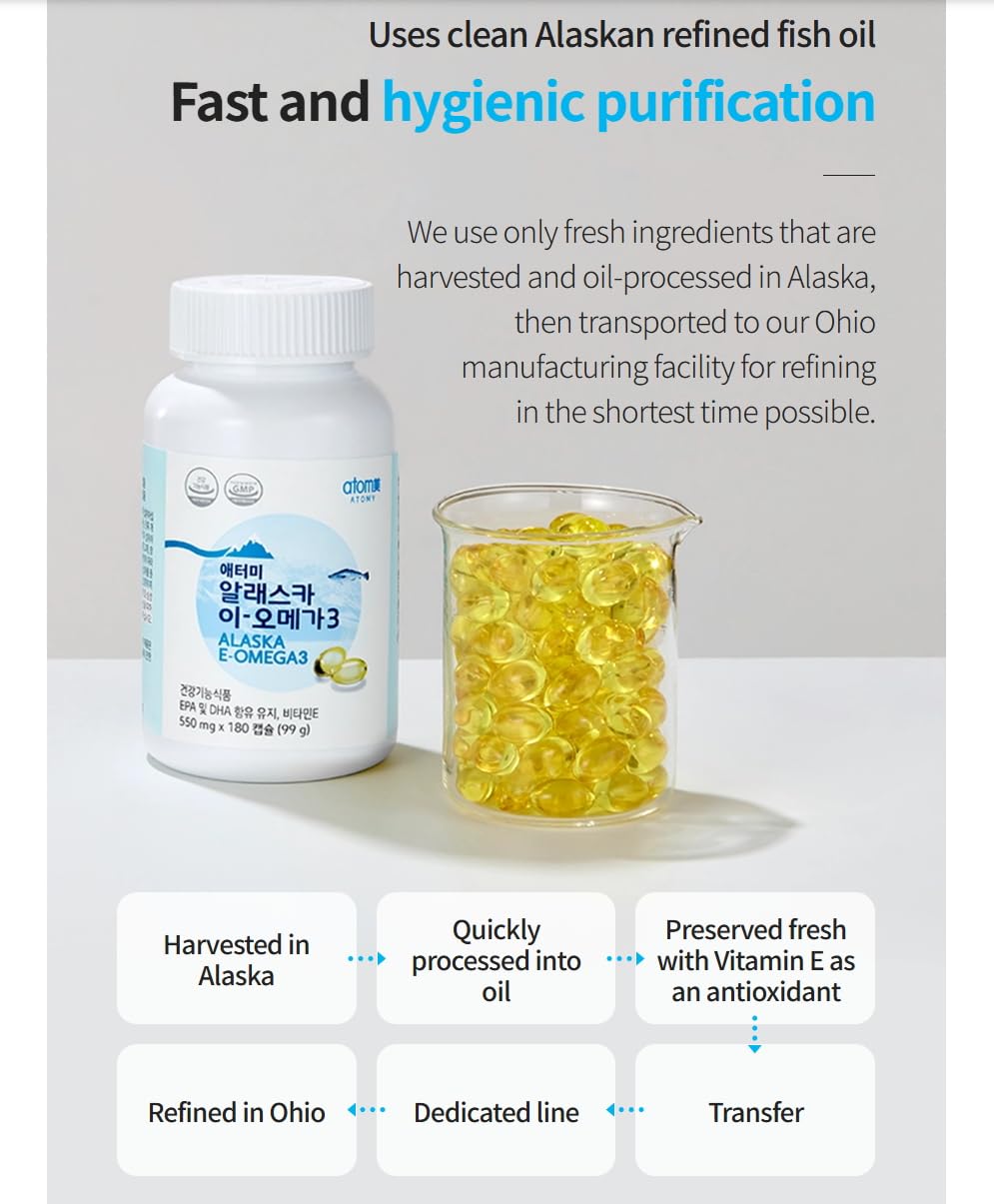 Generic Alaska E-OMEGA3 Fish Oil Supplement 550mg Softgels 180