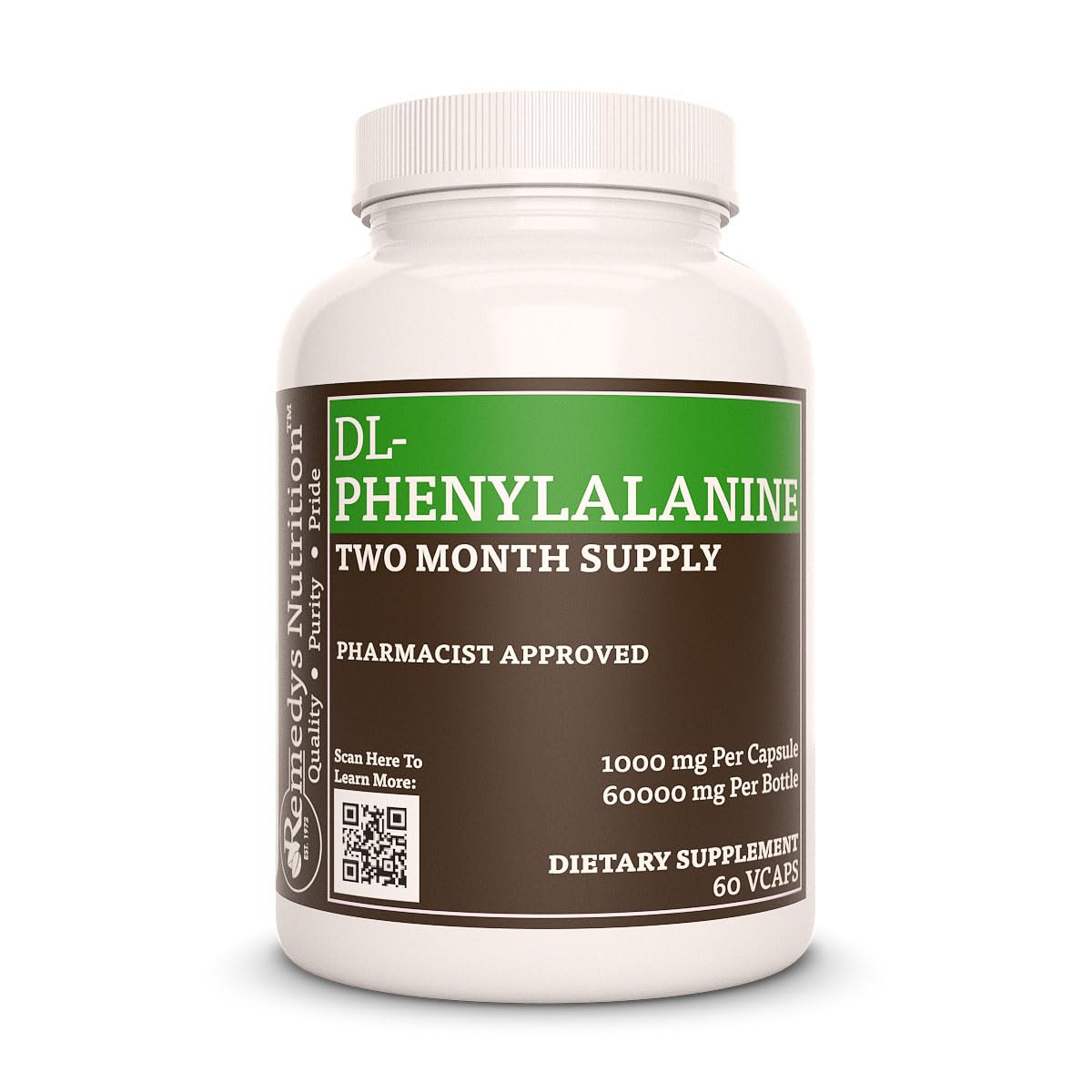 Remedy’s Nutrition DL-Phenylalanine (DLPA) 1,000 mg Capsules, 60 Count