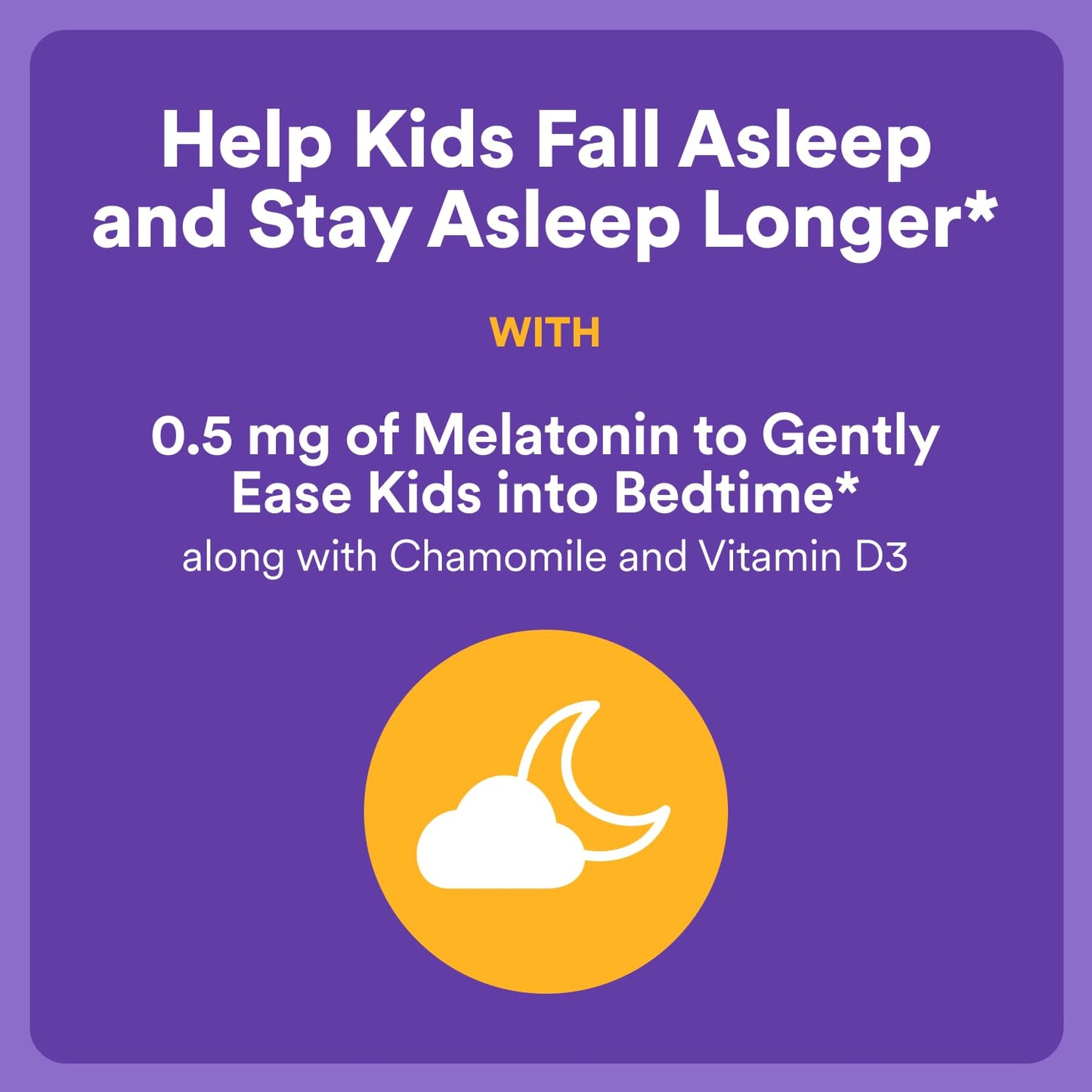 SmartyPants Kids Sleep Gummies with Melatonin 0.5mg, Chamomile & Vitamin D3, Sleep Aid, Strawberry Mango Flavor, 60 Count