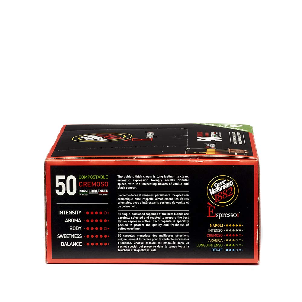 Caffe' Vergnano 1882 Cremoso Capsules Compatible with Original Line Machines by Nespresso, 50 Capsules