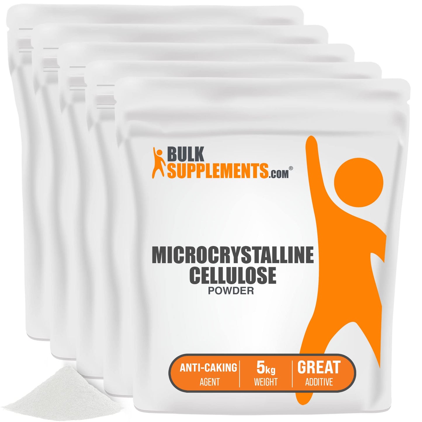 BulkSupplements Microcrystalline Cellulose Powder, 2.2 Pound Pack of 5