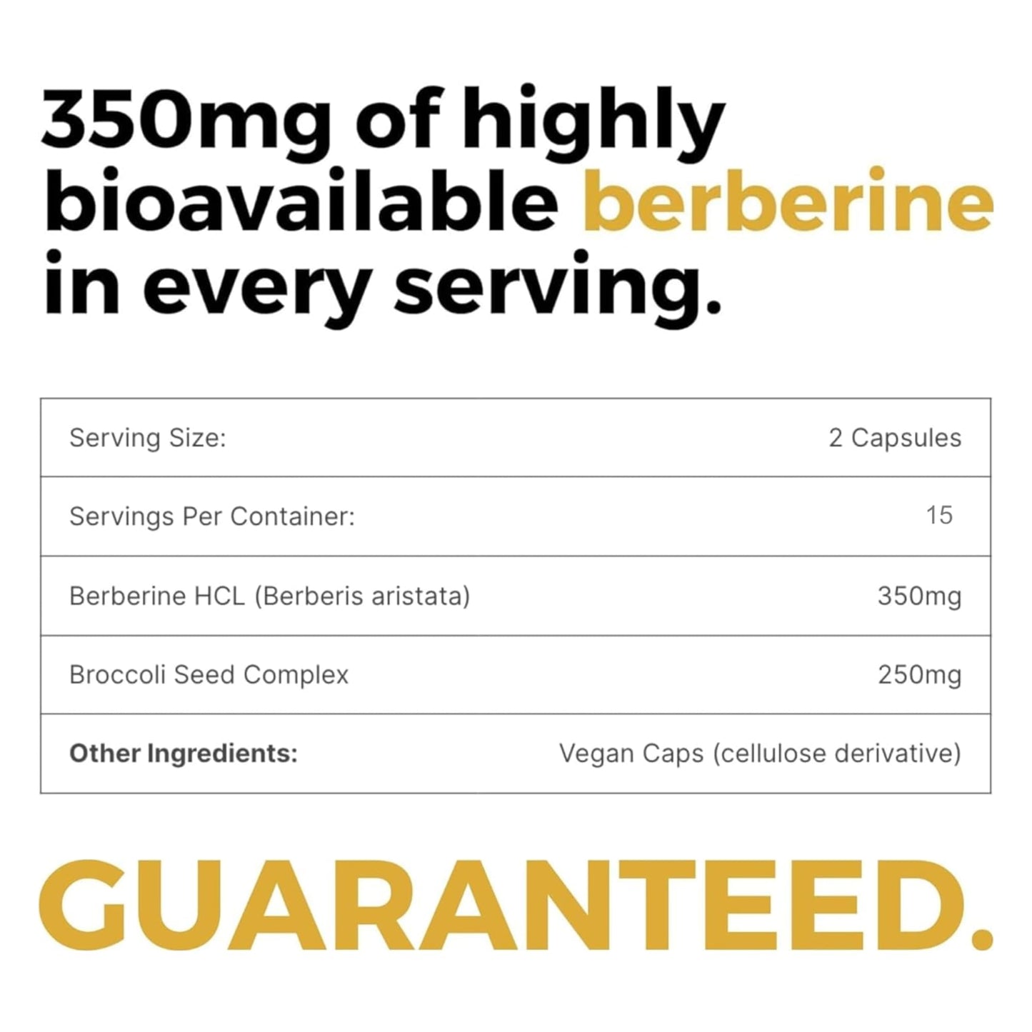 BrocElite Mara Labs BerbElite Berberine HCL & Broccoli Seed Complex 350mg Capsules, 30 Count