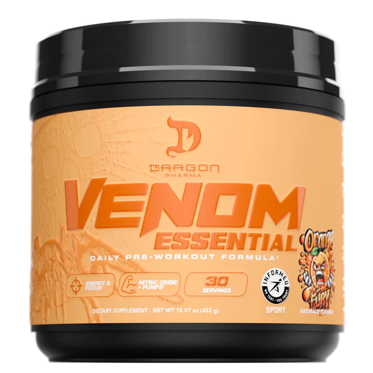 DRAGON PHARMA Venom Essential Pre Workout Powder, 15.97 Ounce