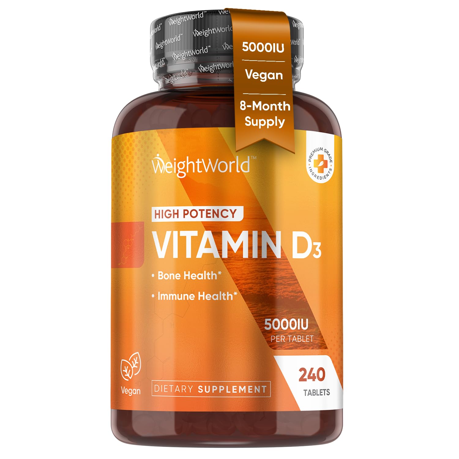 WeightWorld Vegan Vitamin D3 5000 IU Tablets, 240 Tablets