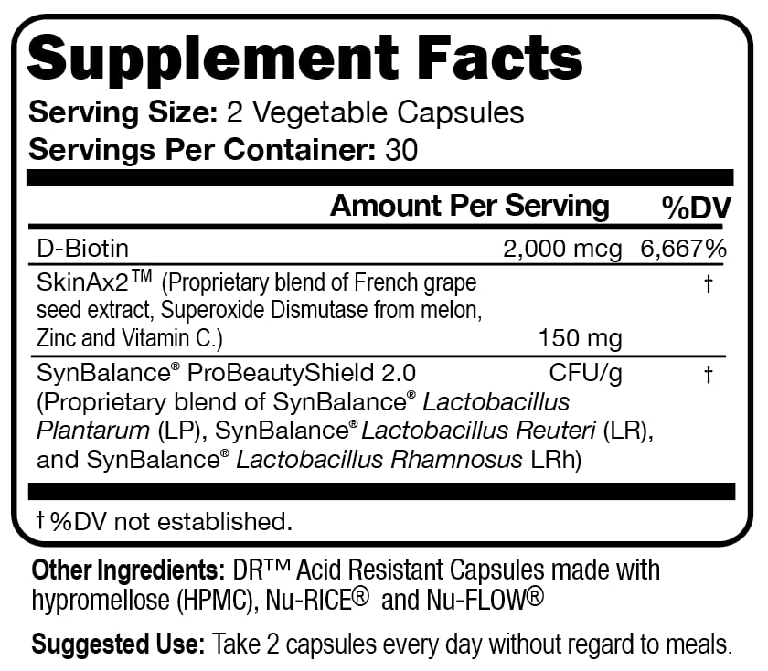 Script Essentials Derma Script Probiotic Supplement with Biotin for Clear Complexion Capsule 1 Count