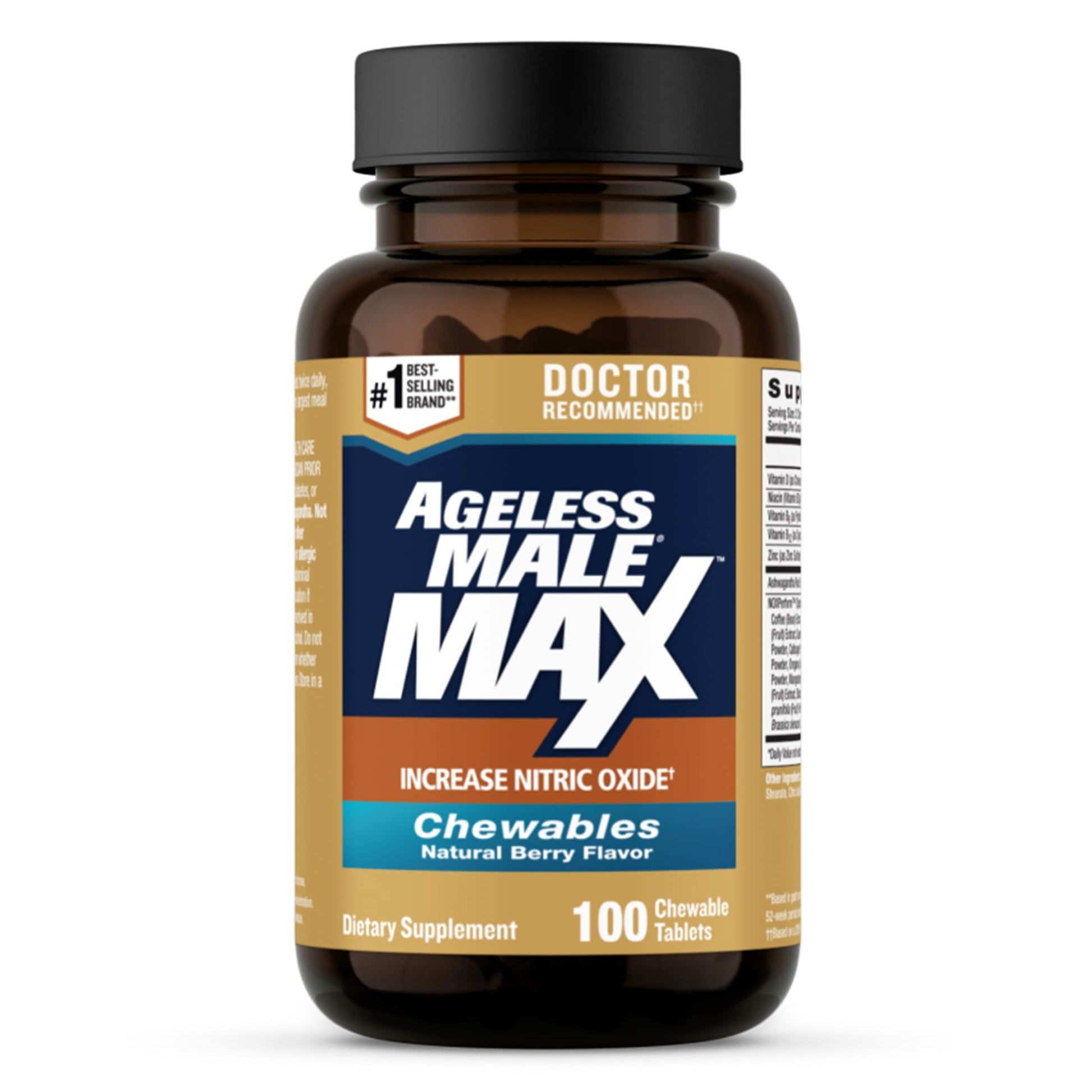 Ageless Male Nitric Oxide Booster Supplement Chewable 100 Count