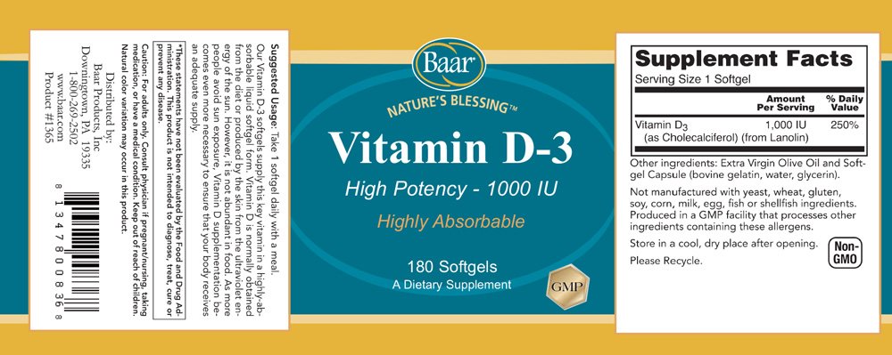 Baar Vitamin D-3 Softgel 1 Softgel