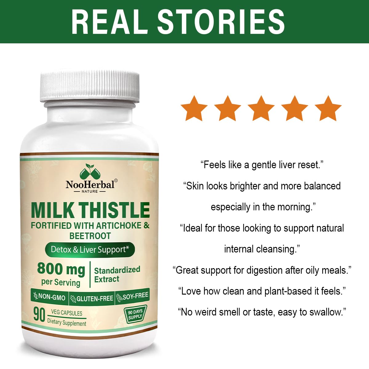 NooHerbal Nature Liver Cleanse Detox & Repair Milk Thistle Capsule - 80% Silymarin with Artichoke, Beetroot for Digestion, Immune Health & Liver Support, Non-GMO, 90 Capsules