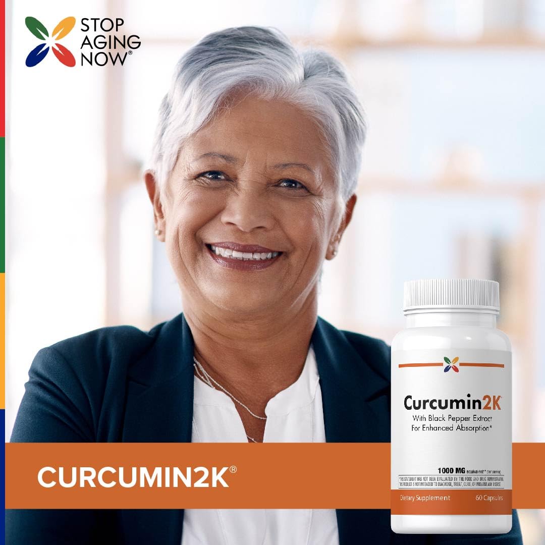 Stop Aging Now Turmeric Curcumin Supplement With Black Pepper Capsules, 60 Count