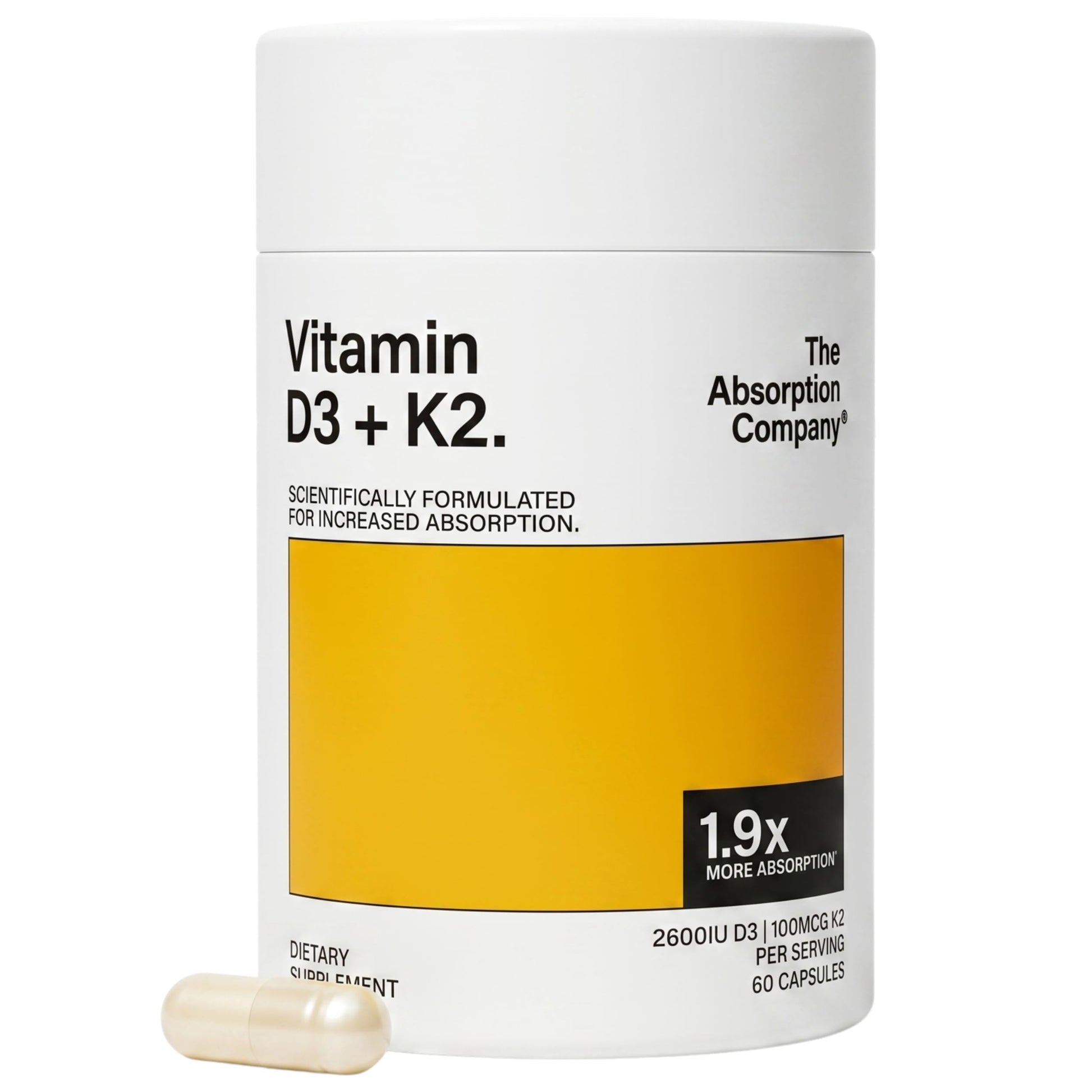 The Absorption Company Vitamin D3 & K2 Capsules 60 Count