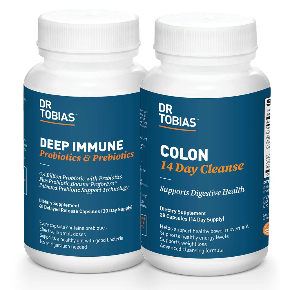 Dr. Tobias Digestive Kickstarter Bundle with Colon 14 Day Cleanse & Deep Immune Probiotics & Prebiotics Capsule, 1 Count