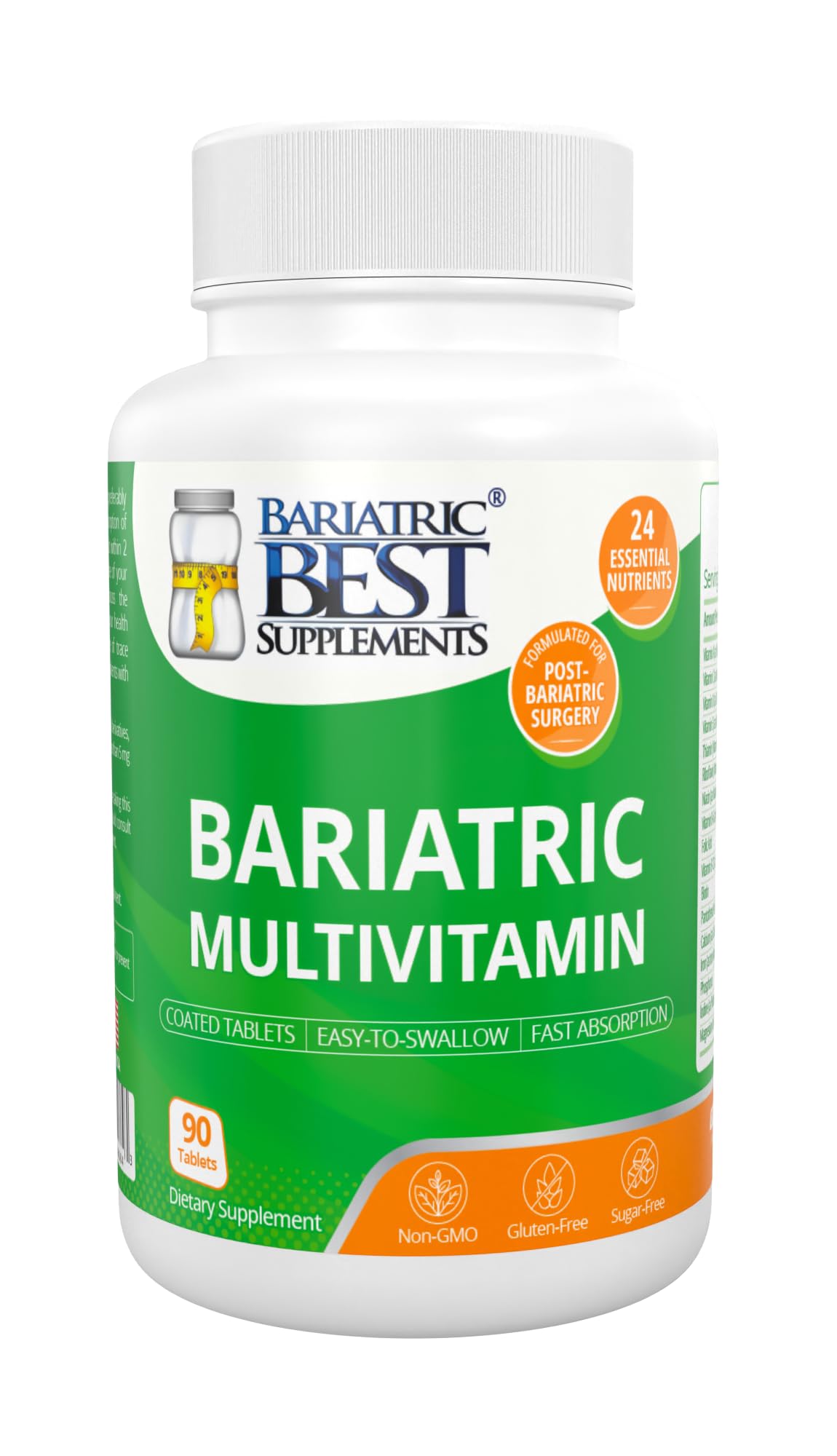 Bariatric Best Supplements Bariatric Multivitamin with Iron for Post-Gastric Bypass & Sleeve Surgery, 90 Tablets