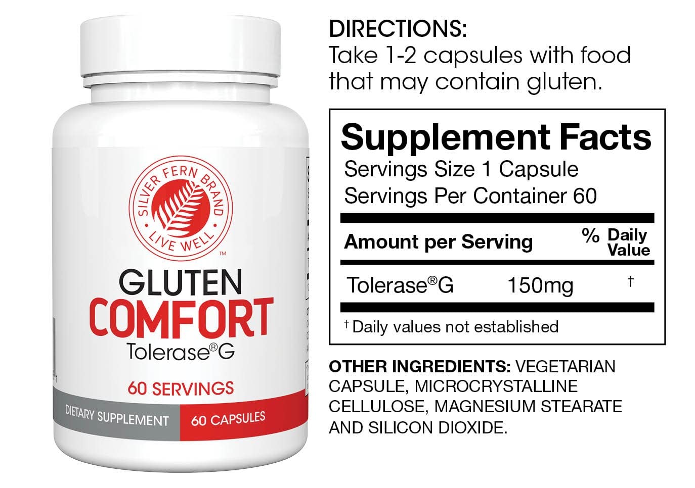 Silver Fern Gluten Comfort with Tolerase G 60 Capsules