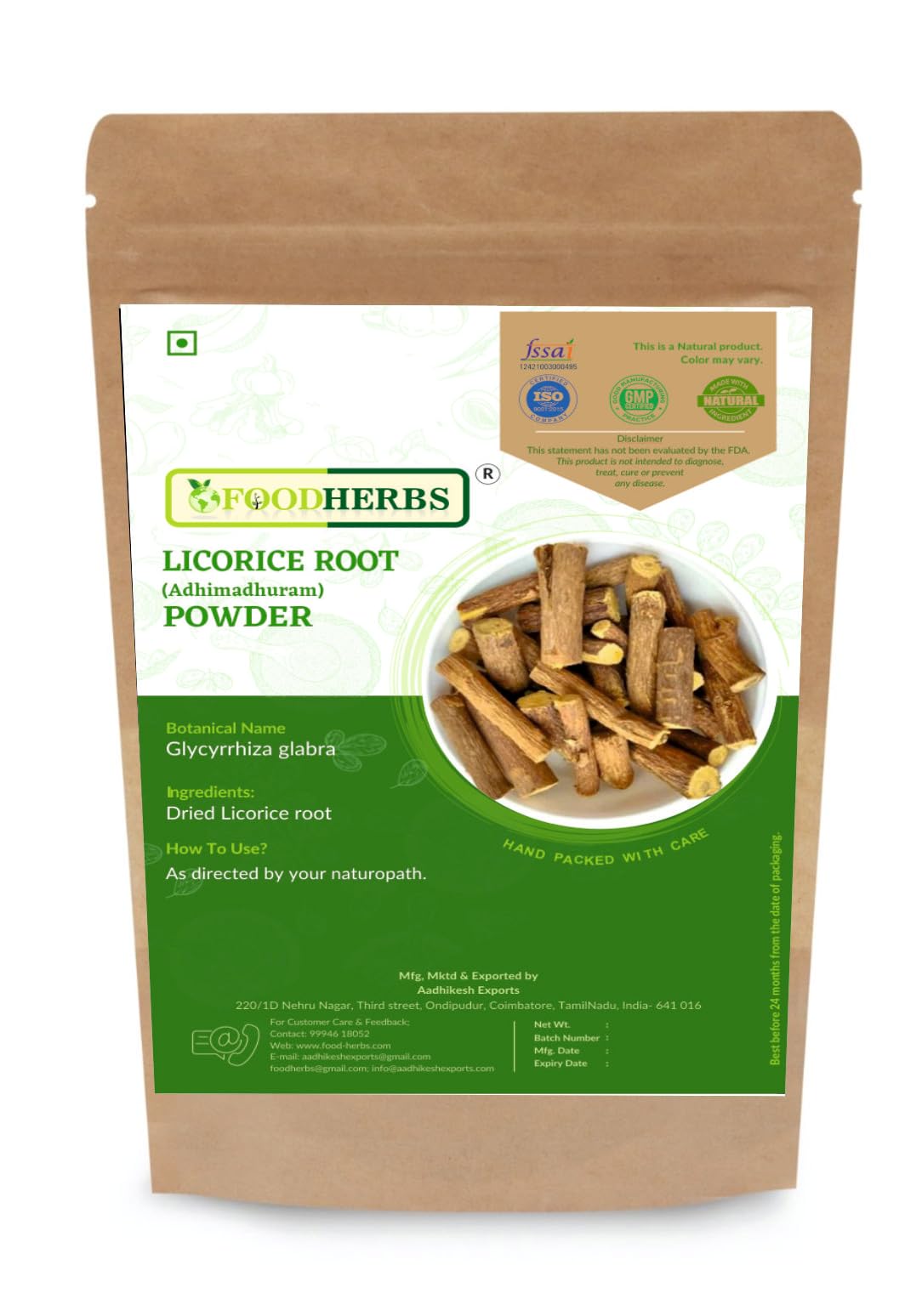 Foodherbs Licorice Root Powder, 1 Count