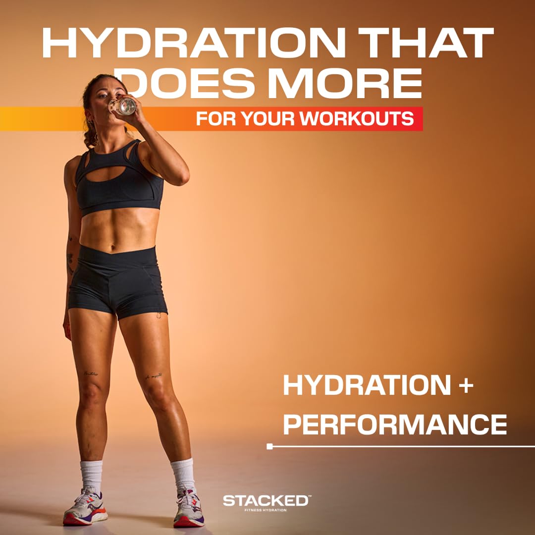 STACKED FITNESS HYDRATION Electrolyte & Creatine + BCAA Packets Powder, 6 Pack