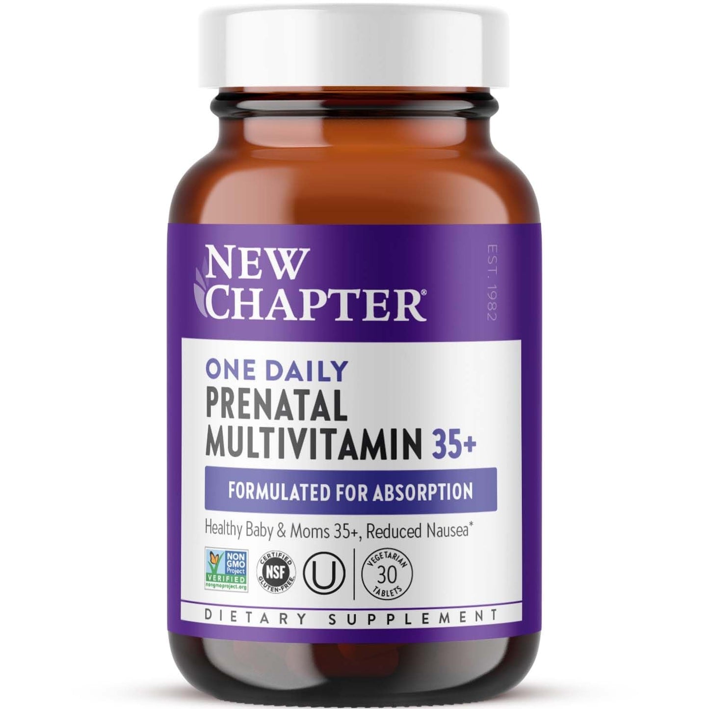 New Chapter Prenatal Vitamins One Daily Prenatal Multivitamin Tablet Enhanced for Age 35+ with Methylfolate + Choline, 30 Count