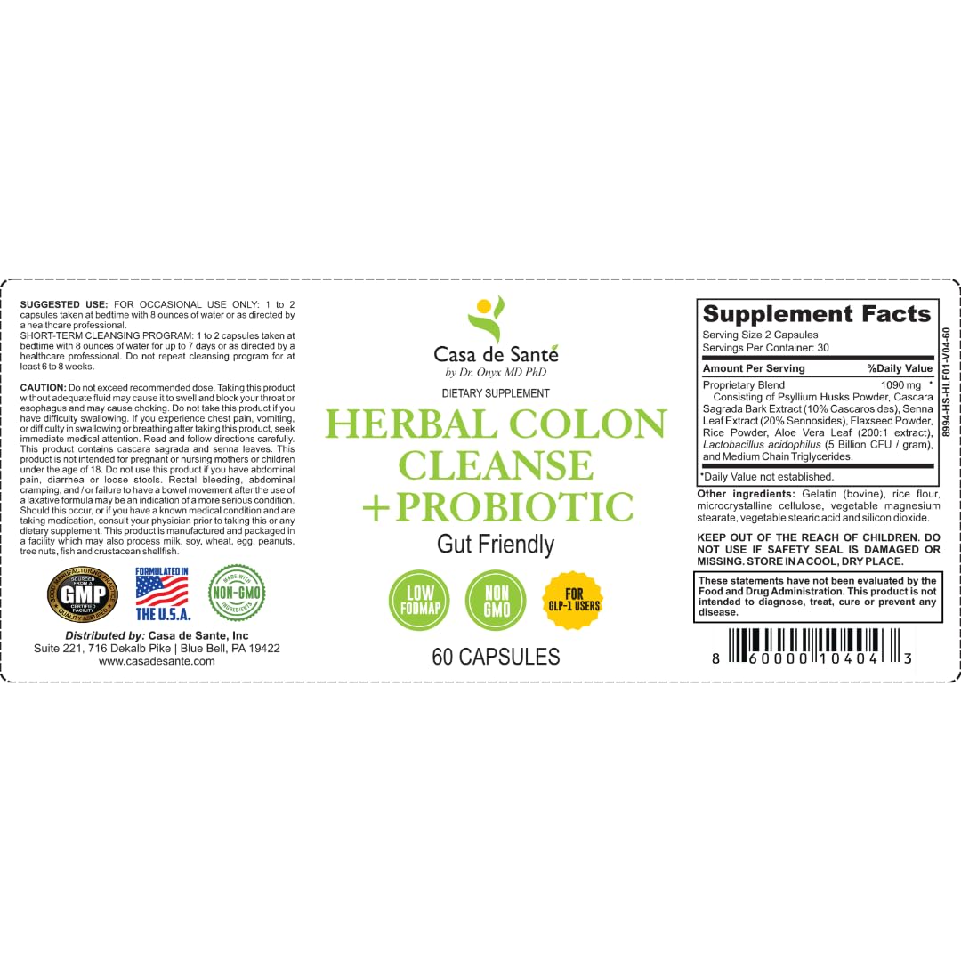 Casa de Sante Low FODMAP Herbal Laxative Capsule, 1 Count