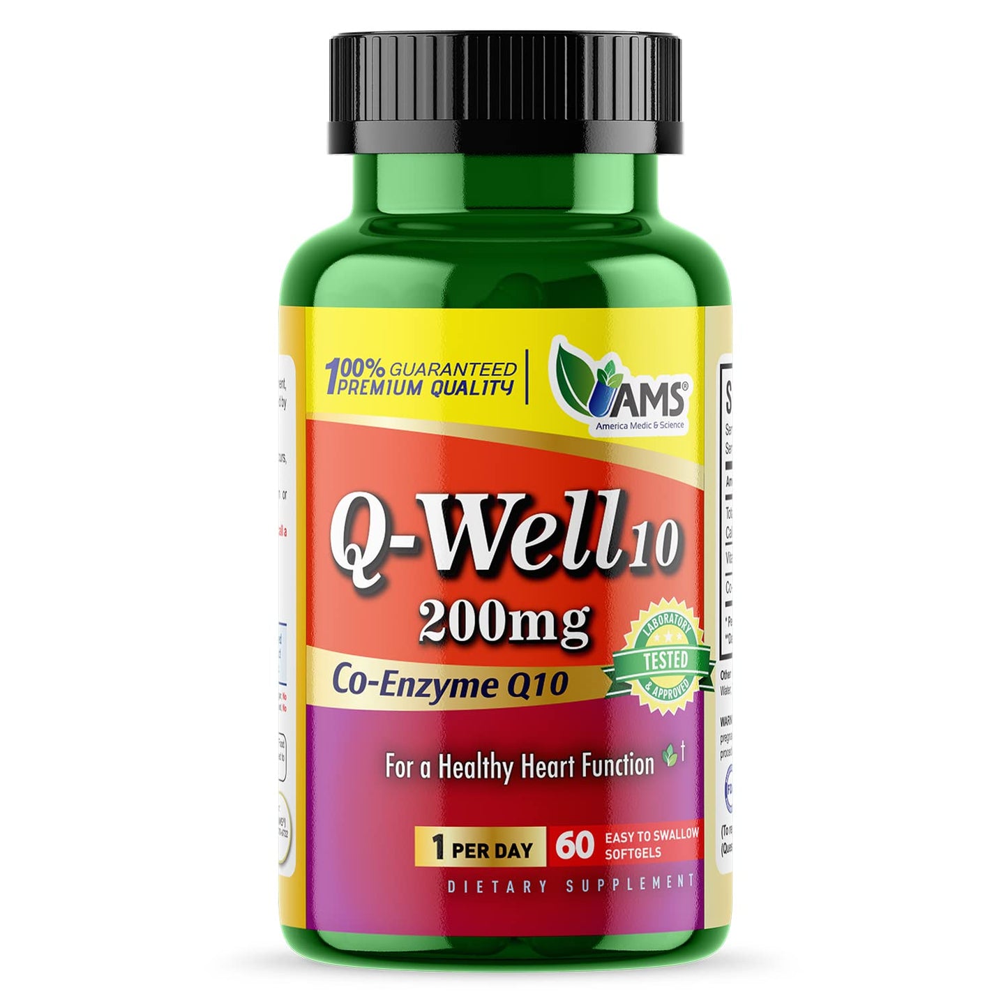 America Medic & Science Q-Well-10 CoQ10 200mg Softgels, 60 Count