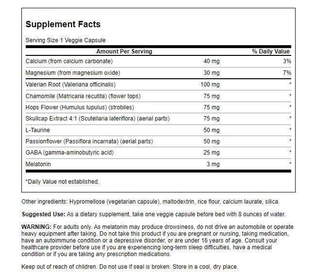 Swanson Sleep Essentials with GABA and Melatonin Vegan Capsules 120 Count