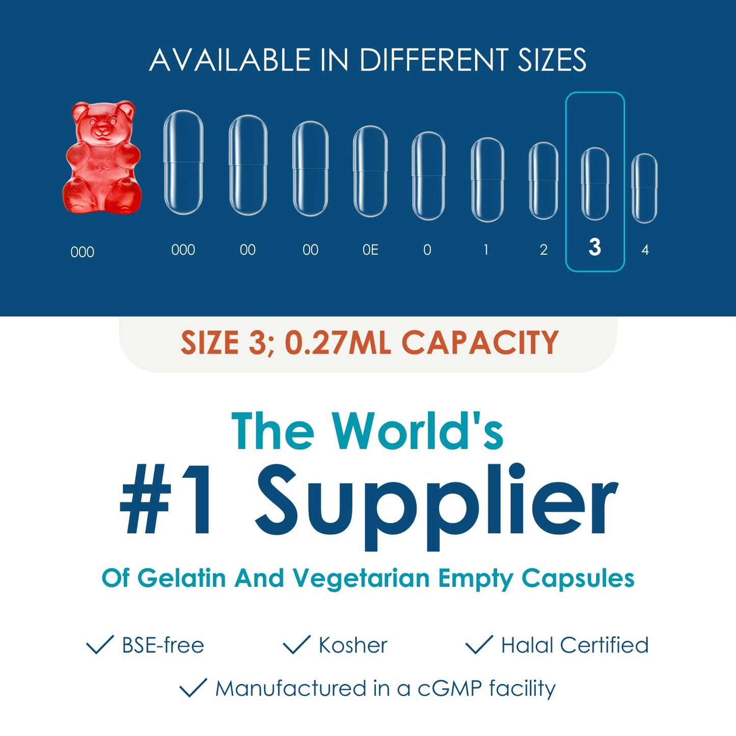 Capsuline Size 3 Empty Gelatin Capsules 1000 Count Capsules