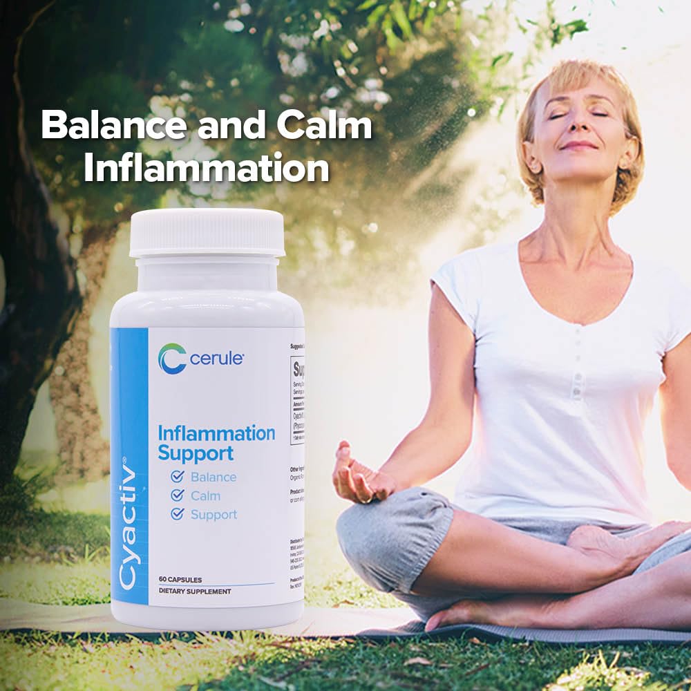 Cerule Cyactiv Natural Inflammation Supplement – Whole Body Balance and Cellular Protection Formula – Supports Stem Cell Health, Immune Function, Joint Comfort, Mobility, and Recovery, 60 Capsules