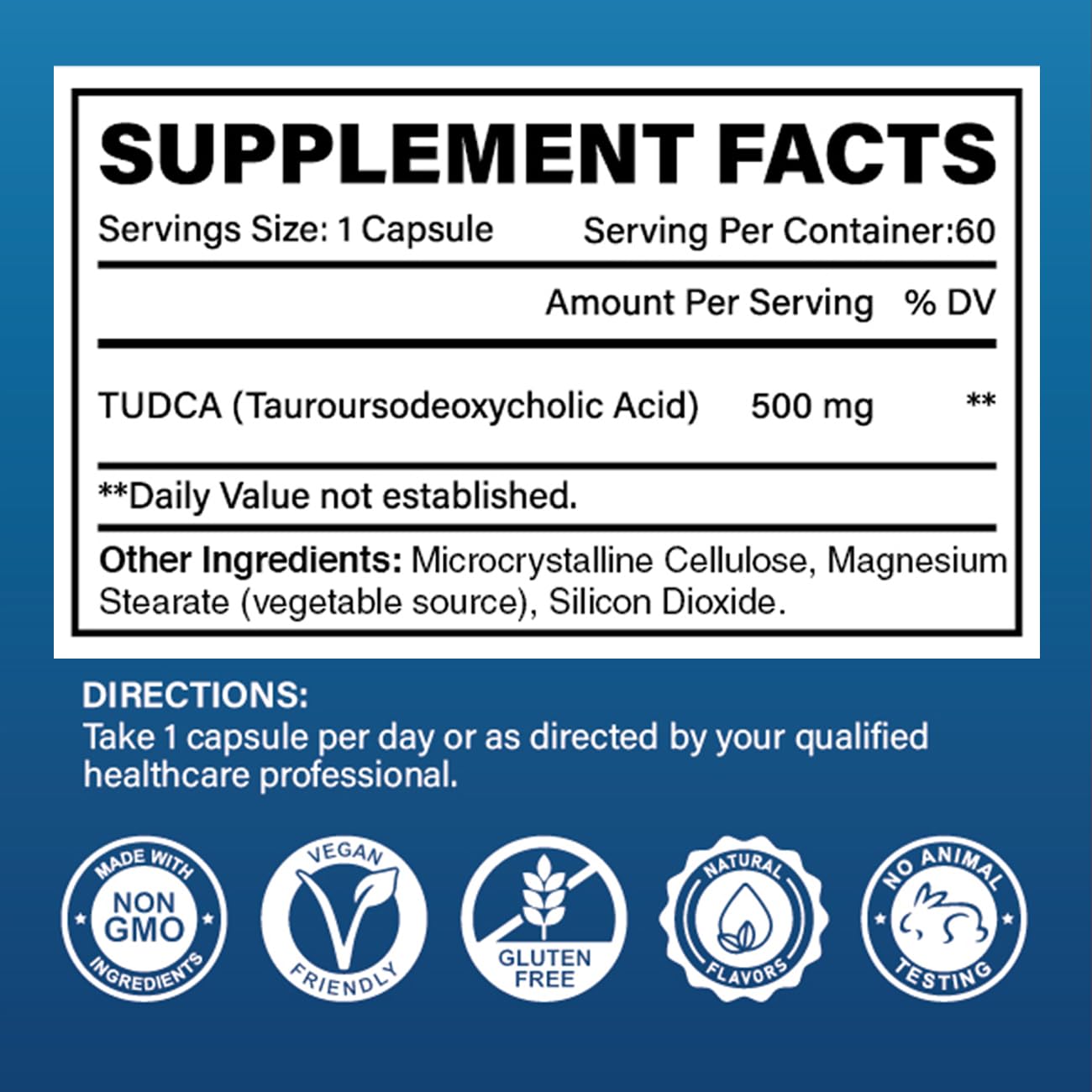 Cofure TUDCA 500mg Capsule, Liver & Gallbladder Support, Vegan, Gluten Free, Non-GMO, 60 Count