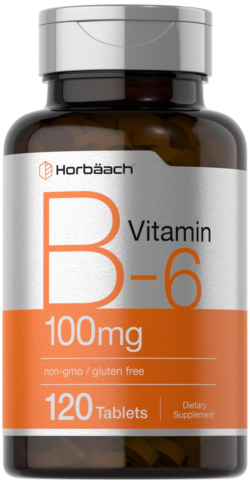 Horbäach Vitamin B6 100mg Pyridoxine HCl, 120 Tablets