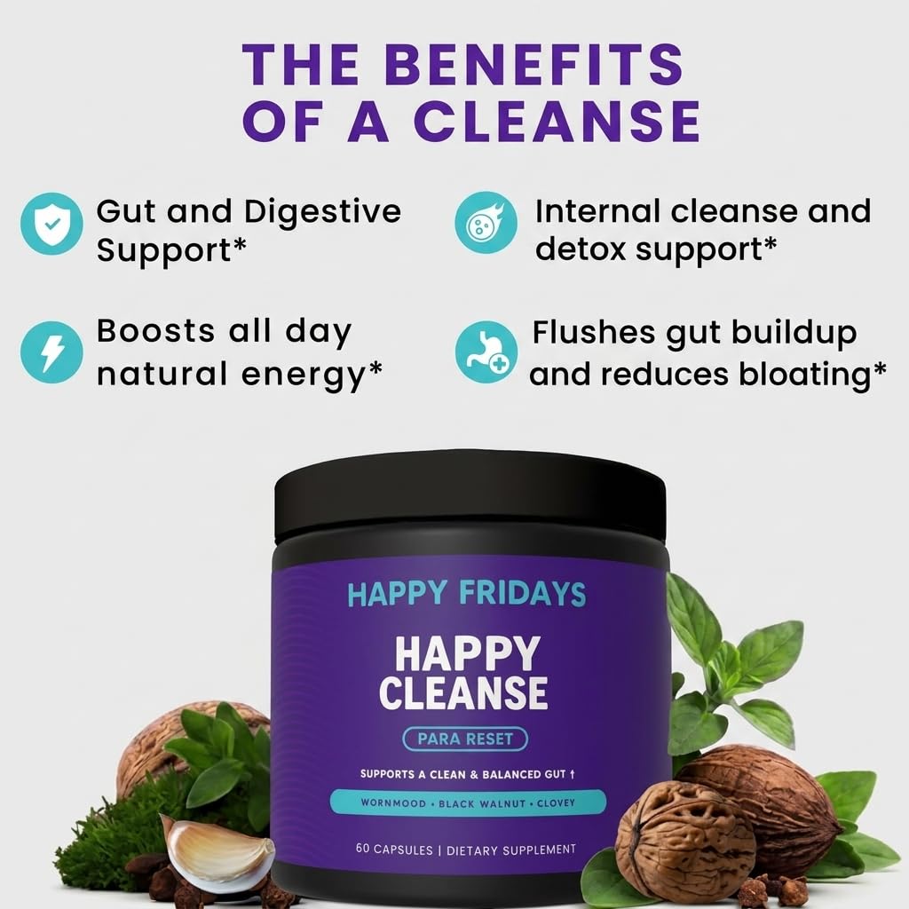 Happy Fridays Parasite Cleanse Wormwood Black Walnut Clove Capsule 60 Count