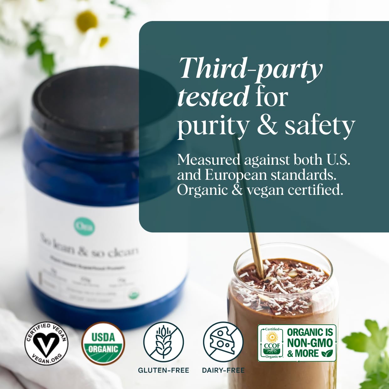 Ora Organic Vegan Protein Powder Bundle Vanilla Chai & Chocolate, 2-Pack, 21g Vanilla Chai Plant Based Protein Powder, 20 Servings; 22g Chocolate Plant Based Protein Powder, 20 Servings