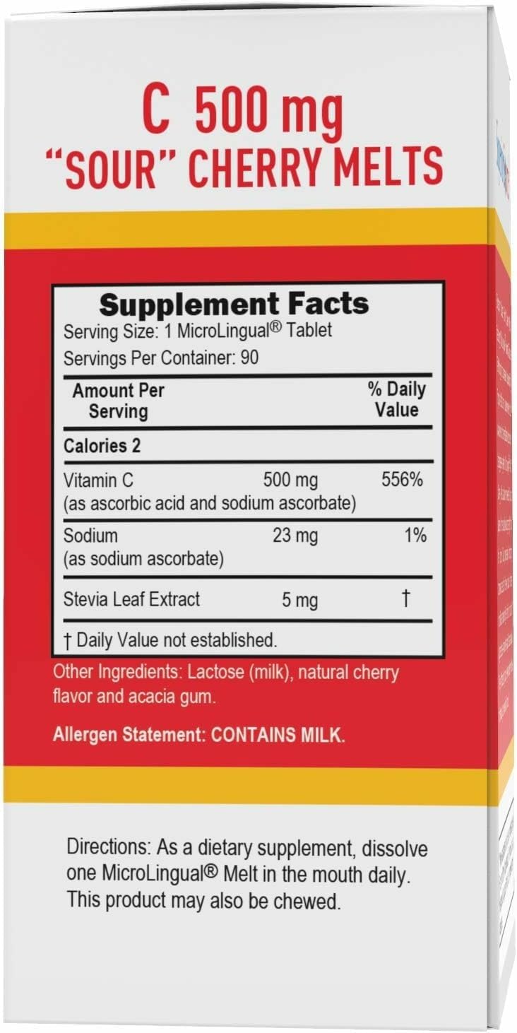 Superior Source Vitamin C 500 mg Sour Cherry Melts Tablet 180 Tablets