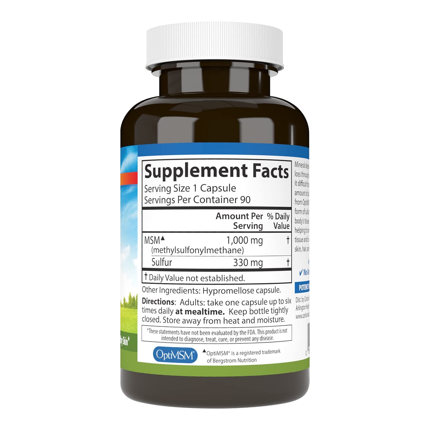 Carlson M-S-M Sulfur 1000 mg Superior Bioavailability, Joint Function, Connective Tissue Support & Healthy Skin Capsules 90
