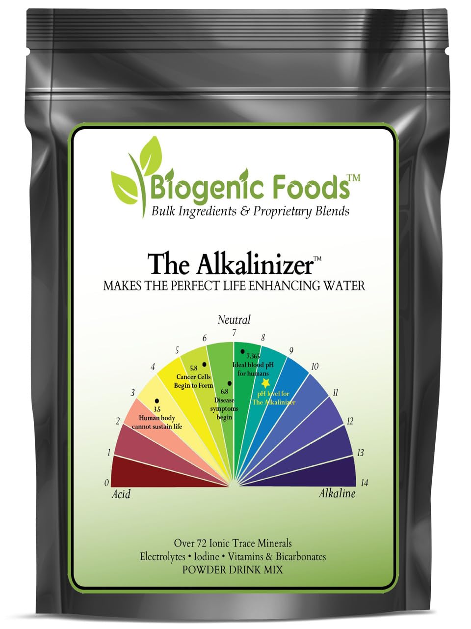 Biogenic Foods Alkalinizer Body Acid pH Balance Electro Alkalize, Ionize & Re-Mineralize Powder, 2.44 lb, 39