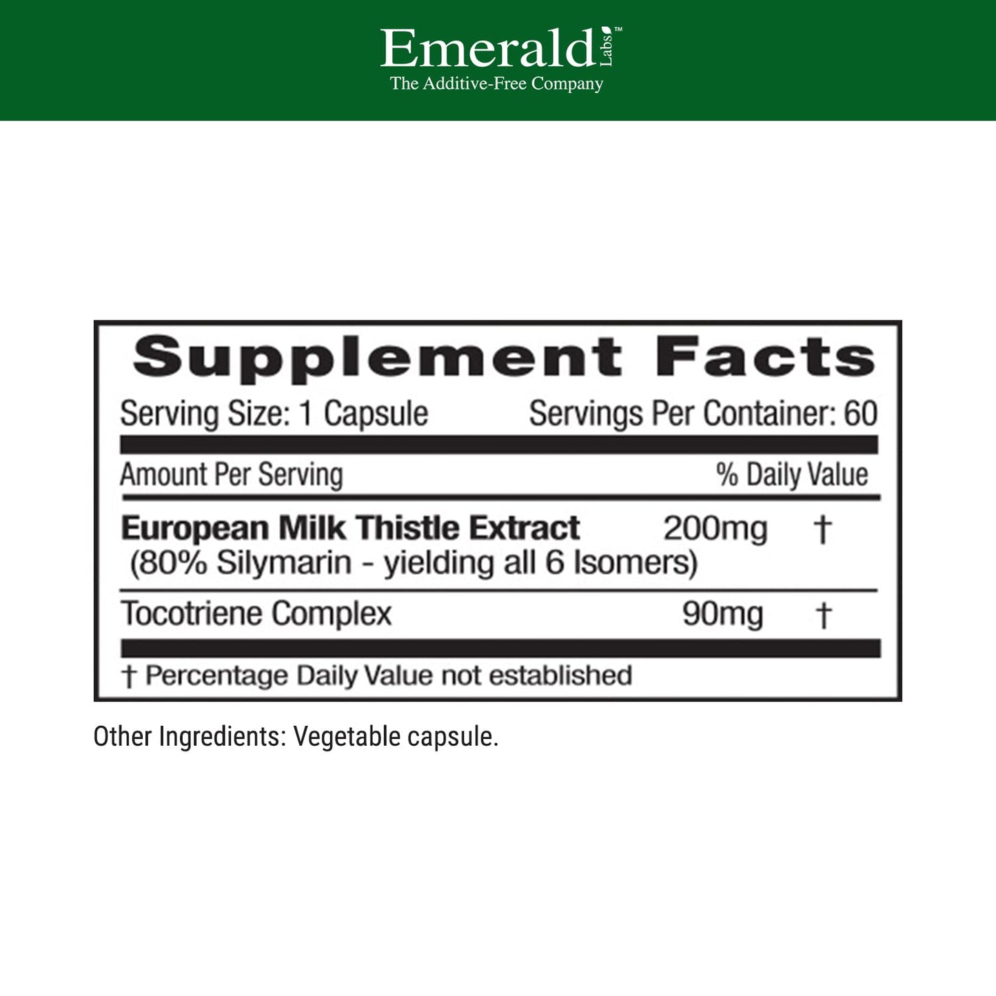 Emerald Labs European Milk Thistle Organic Milk Thistle Extract Capsule 60 Count