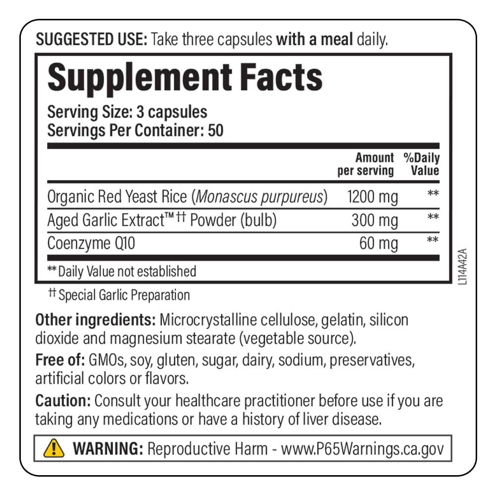 Kyolic Aged Garlic Extract Red Yeast Rice CoQ10 Formula 114, 150 Capsules