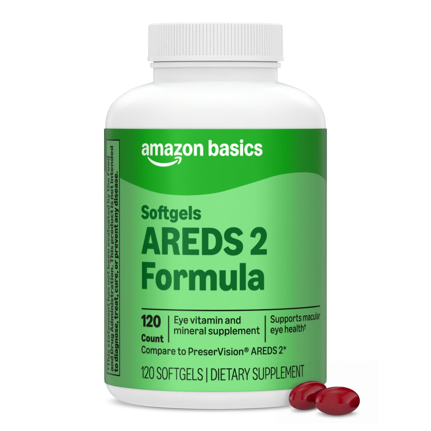 Amazon Basics Eye Vitamin and Mineral Supplement AREDS 2 Formula with Lutein & Zeaxanthin Softgels, 120 Softgels