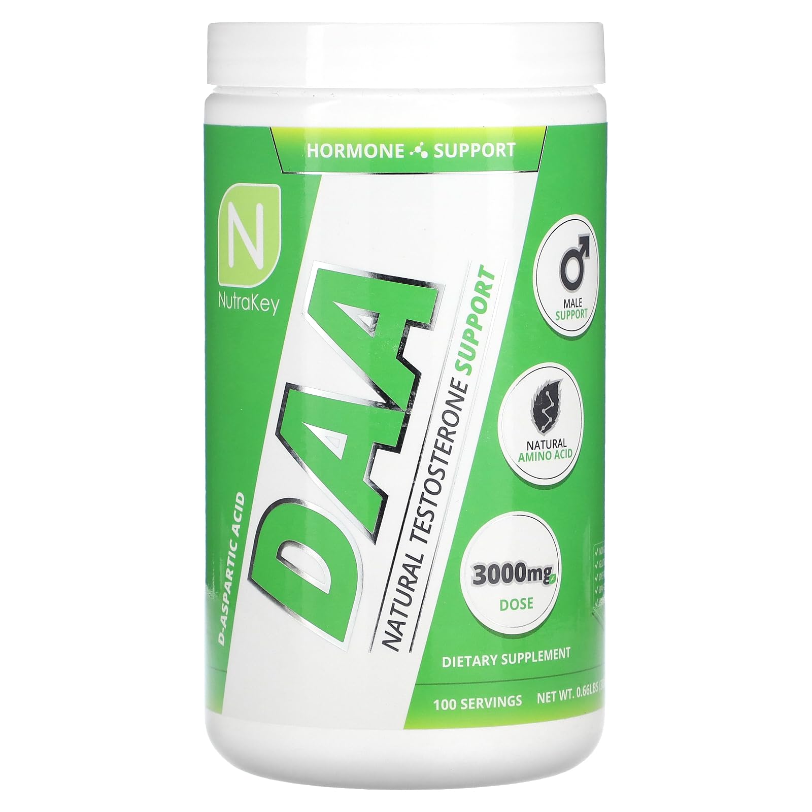 NutraKey D-Aspartic Acid Powder, 300 Grams