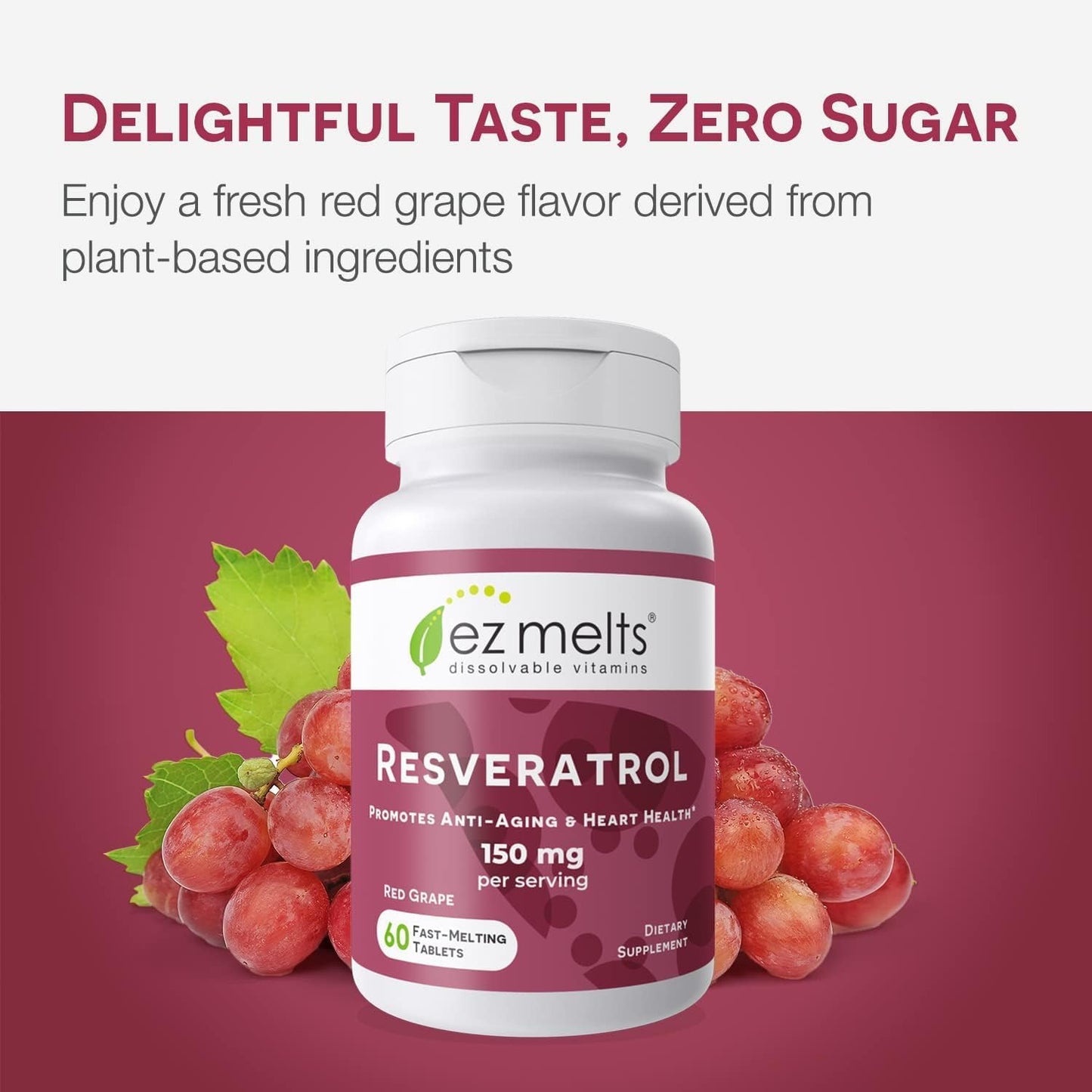 EZ Melts Dissolvable Resveratrol Supplement 150 mg Tablet, 240 Tablets