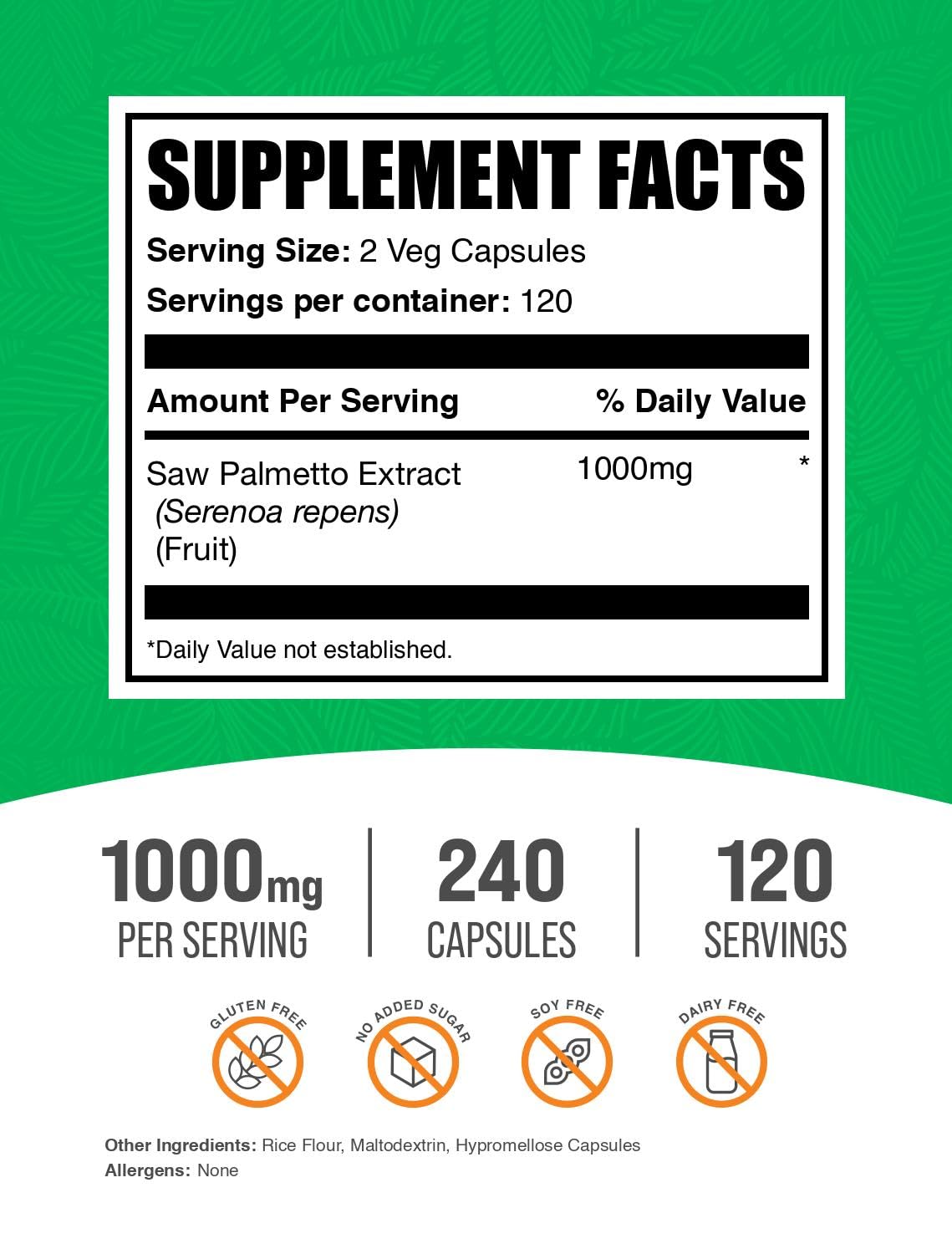 BulkSupplements Saw Palmetto Extract Capsules, 240 Count