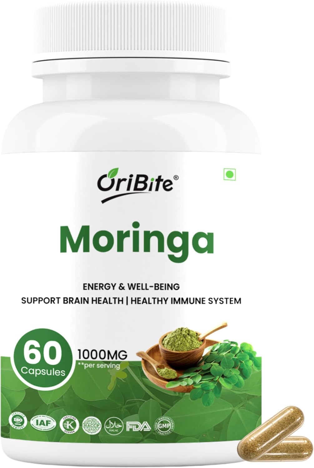 ORIBITE Moringa Extract 1000mg Capsule, 60 Count