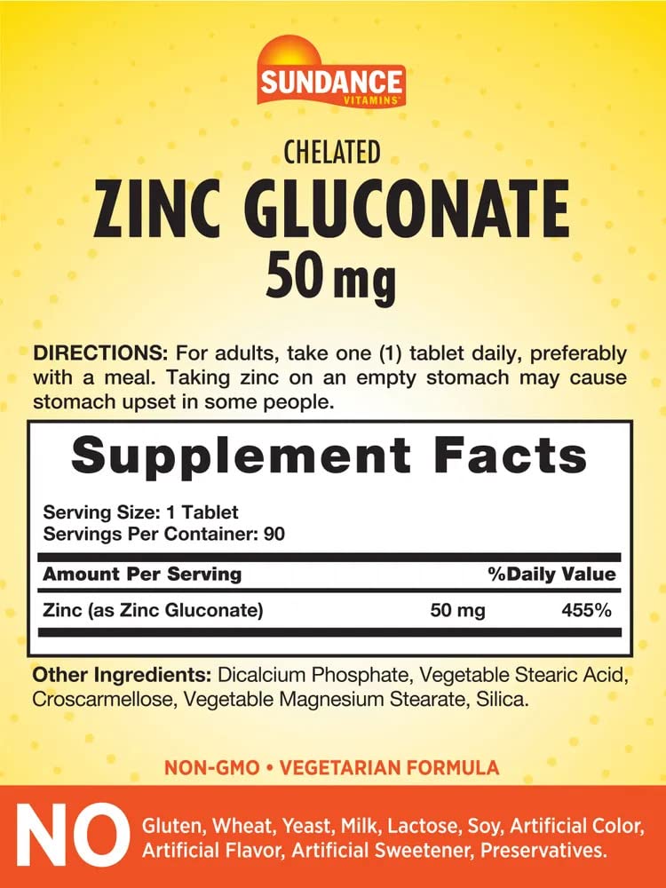 Sundance Zinc Supplement 50mg Tablet 90 Tablets