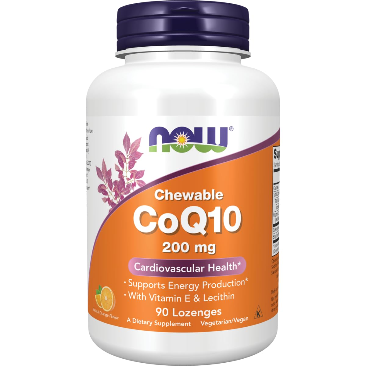 NOW Foods CoQ10 200 mg Vitamin E Lozenge, 90 Count