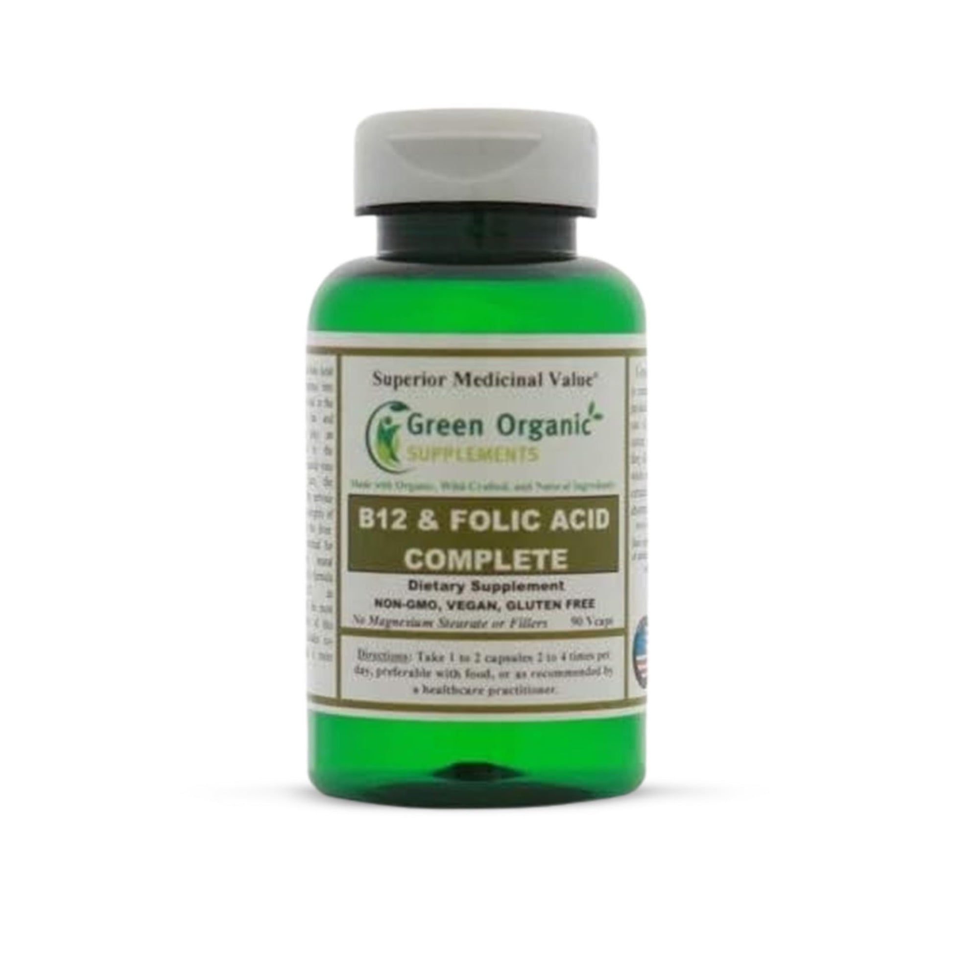 Green Organic Supplements Vitamin B12 & Folic Acid Complete Capsules 90