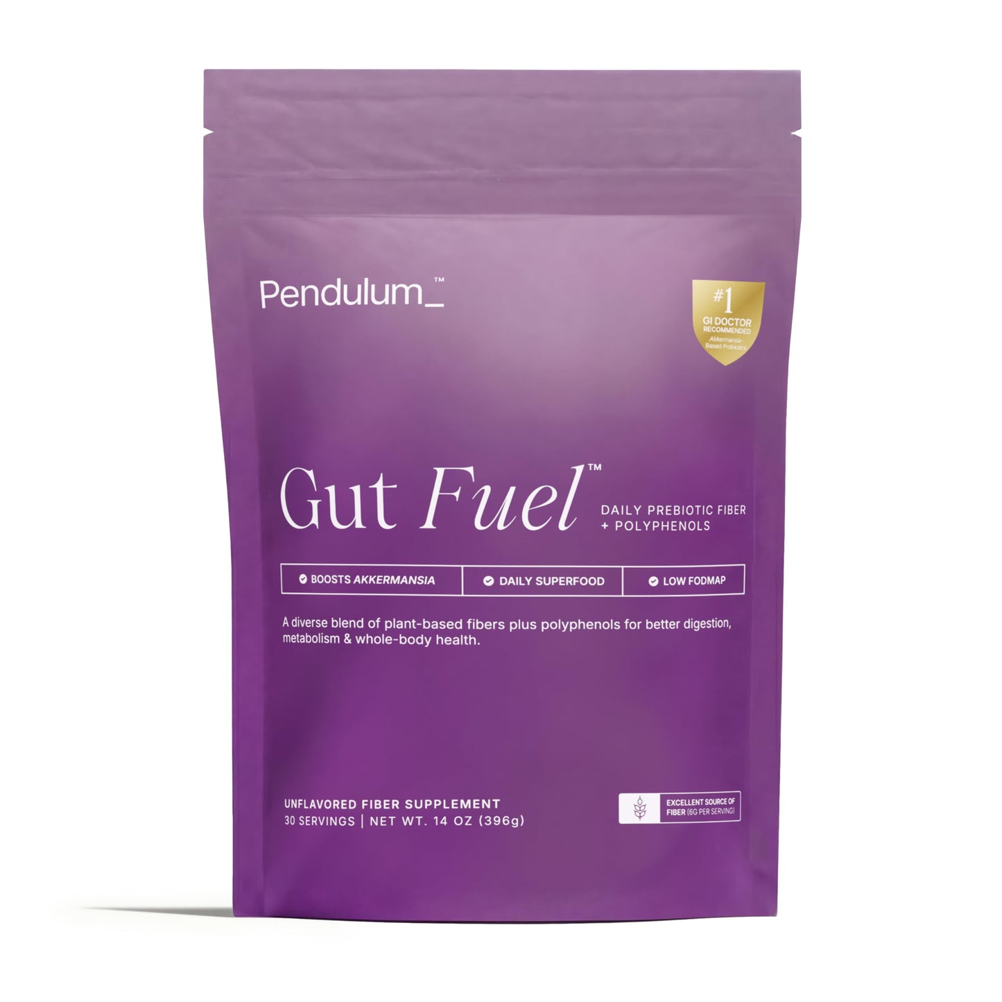 Pendulum Gut Fuel Powder, Fiber + Polyphenol Prebiotic Blend for Digestion and Microbiome Support, 14 Servings