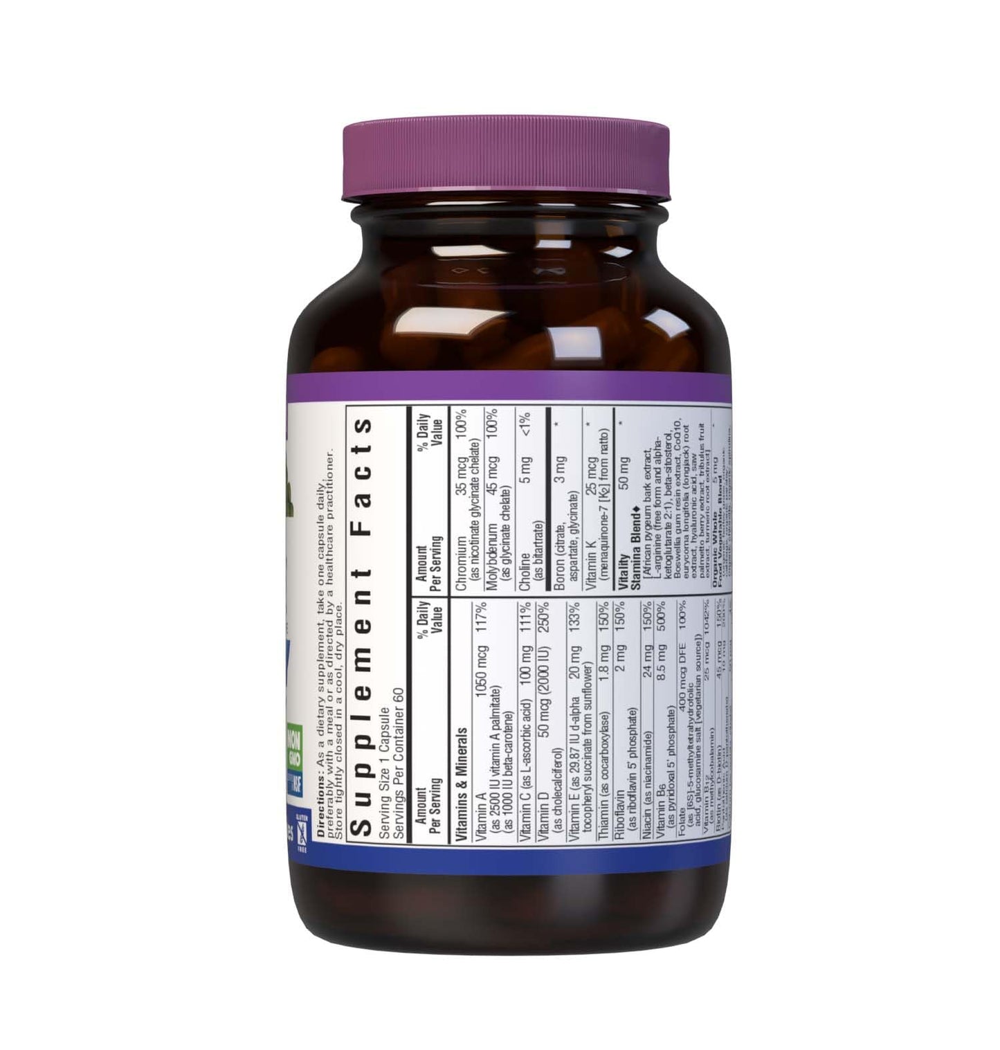 BlueBonnet Mens' ONE 40+ Whole Food-Based Multivitamin for Men 40+ 60 Capsules